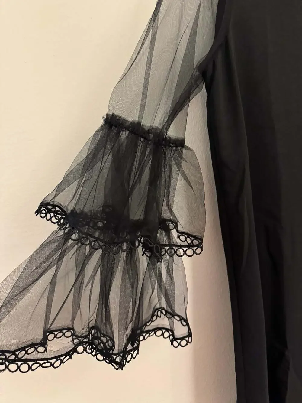 JODIFL NWT Black Tank Sheer Ruffle Net Sleeve Shift Dress - Picture 3 of 6
